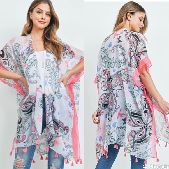 Boho Butterfly Swim Coverup Kimono Wrap O/S - Picture 5 of 5